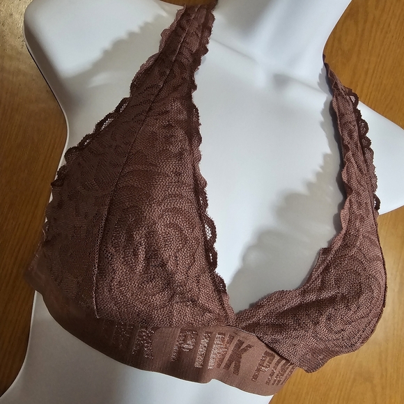 PINK Victoria's Secret Mauve Lace Halter Bralette - Picture 6 of 14